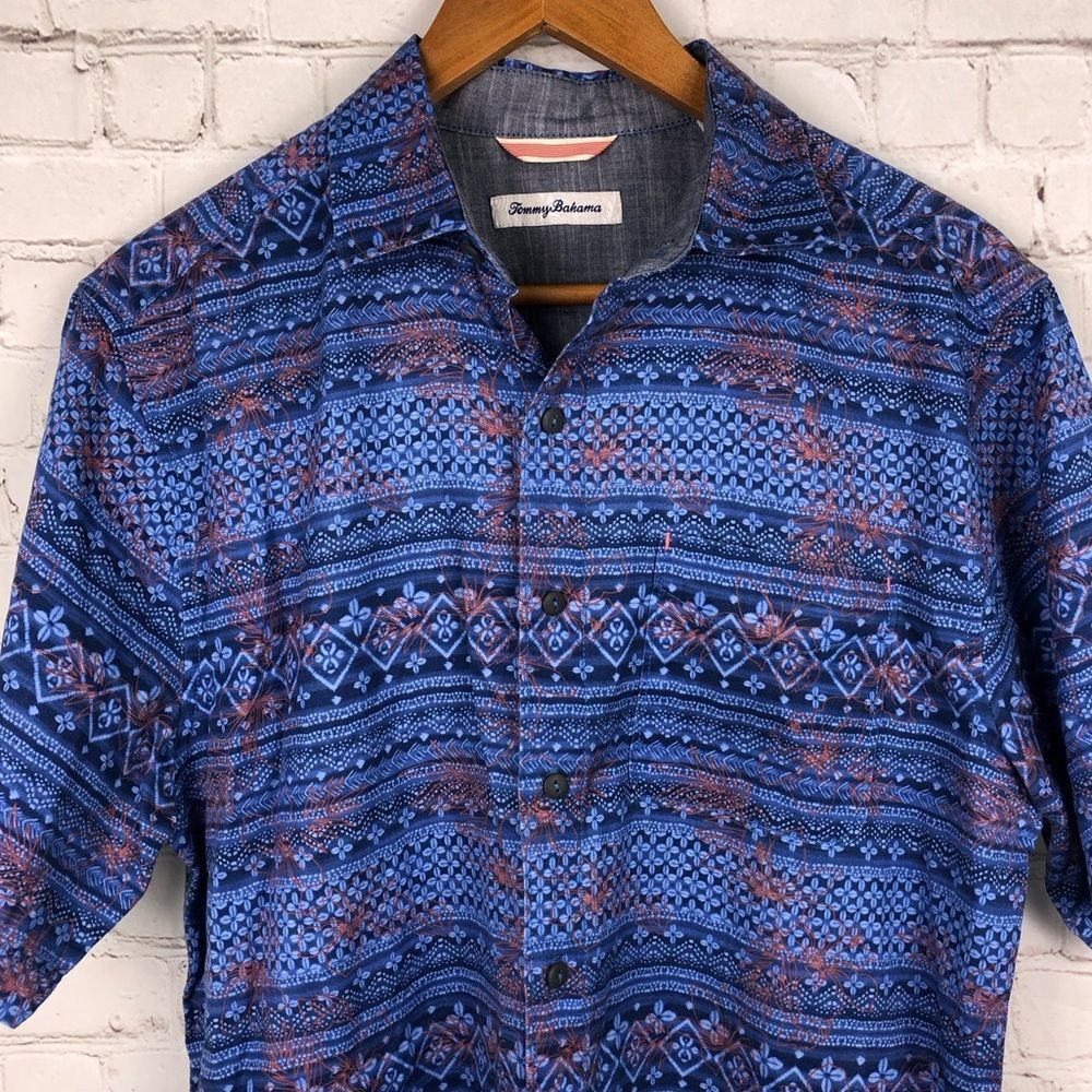 Tommy Bahama Blue Aztec Short Sleeve Top Men's Sz Small